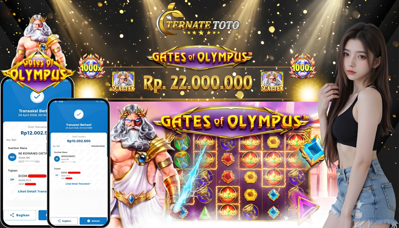 TERNATETOTO - JACKPOT GATES OF OLYMPUS Rp. 22,000,000,-